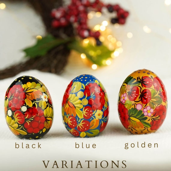 HOVEOX 50 Uova Di Pasqua In Legno Intagliate, Grezze, Per Decorazioni Fai Da Te, 11,9 Cm, Con Foro Per Appendere - 3