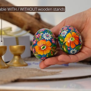 Ukrainian Easter eggs, Hummingbird Easter eggs set, Ukrainian Pysanky eggs set, Hand painted wooden eggs, Petrykivka Decorative egg ornament zdjęcie 3