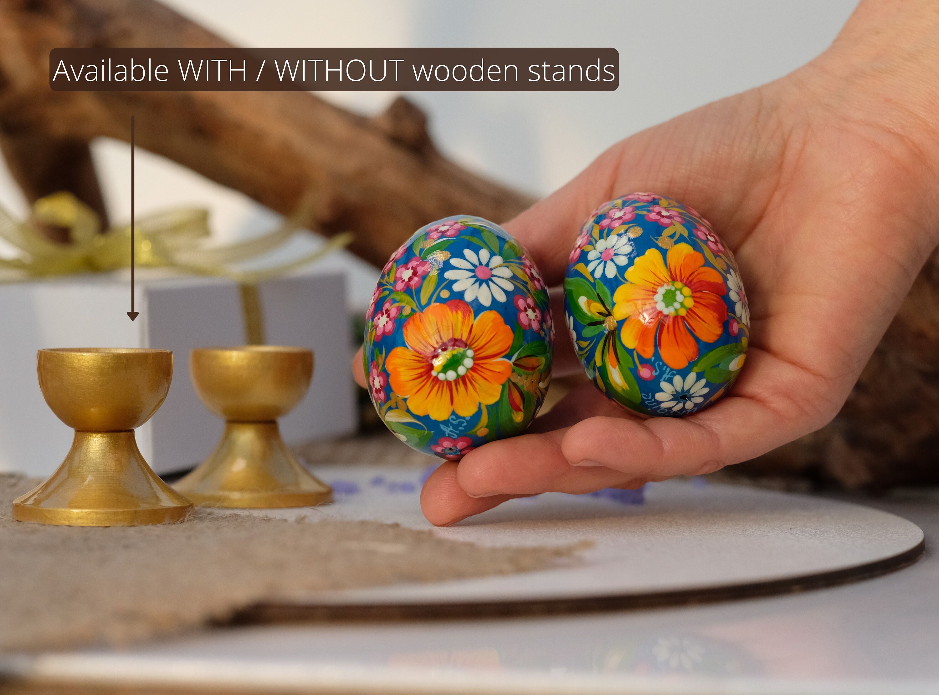 Painted Wooden Hummingbird Pysanky Easter Egg Set, Ukrainian Petrykivka ...