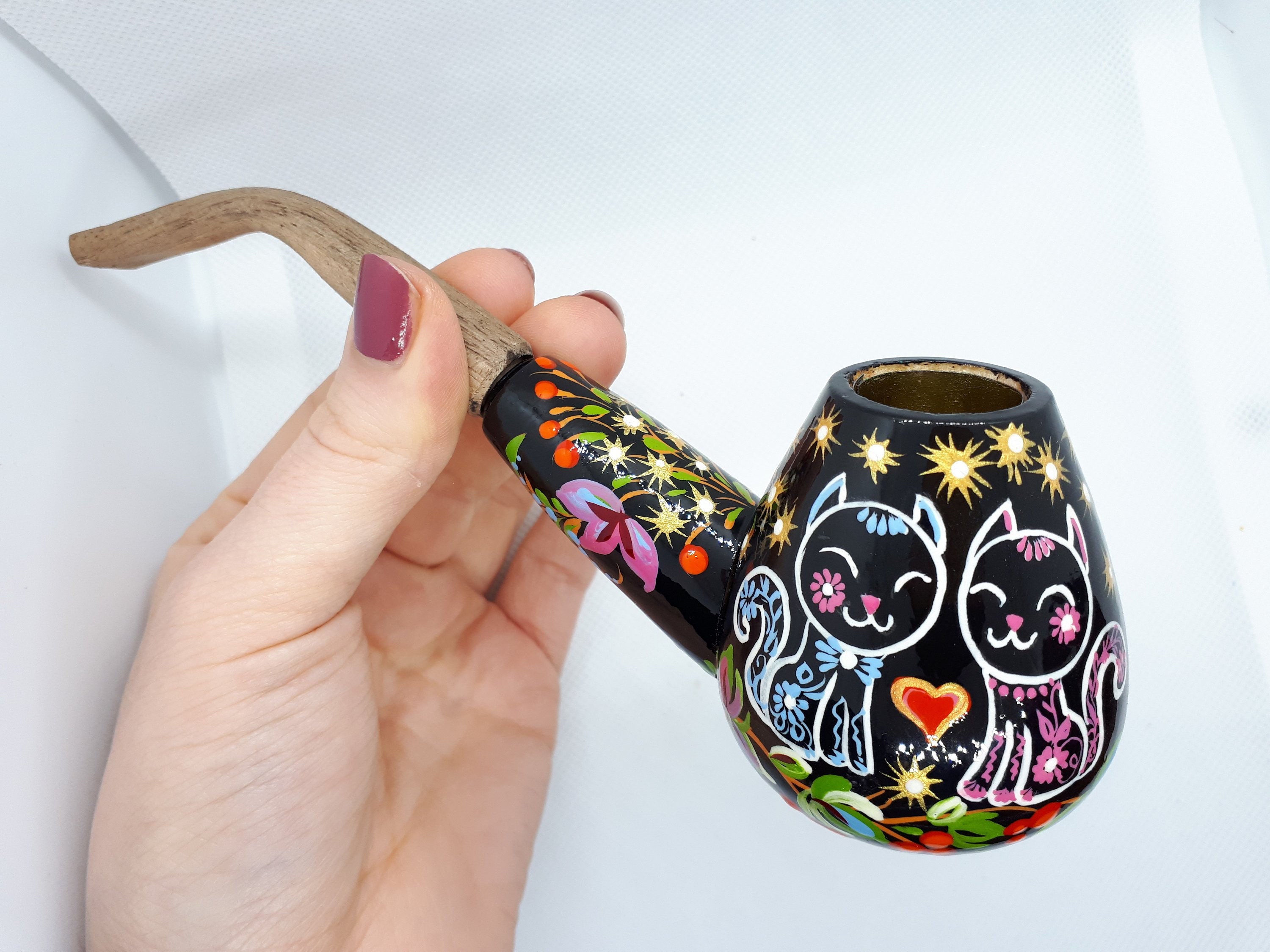 Unique Smoking Pipe Lover Kitten Couple Pipe Sweet Lovely Etsy