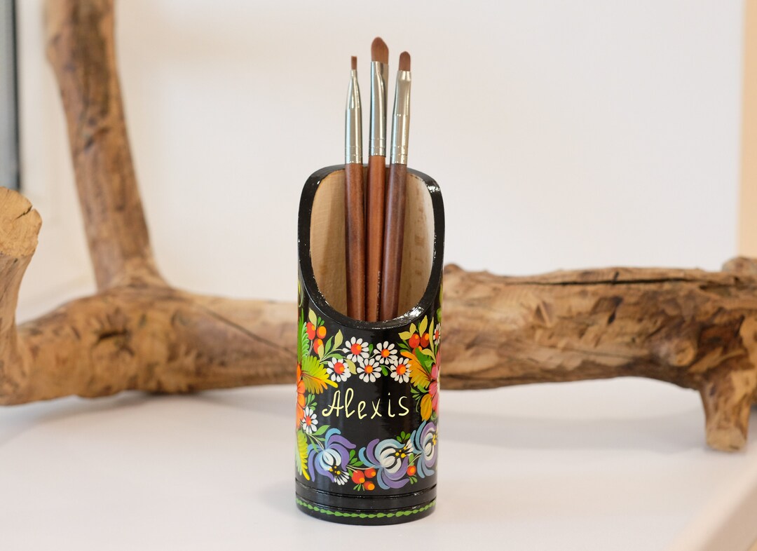 Personalized Desk Organizer, Wooden Pencil Holder, Custom Pencil Cup ...