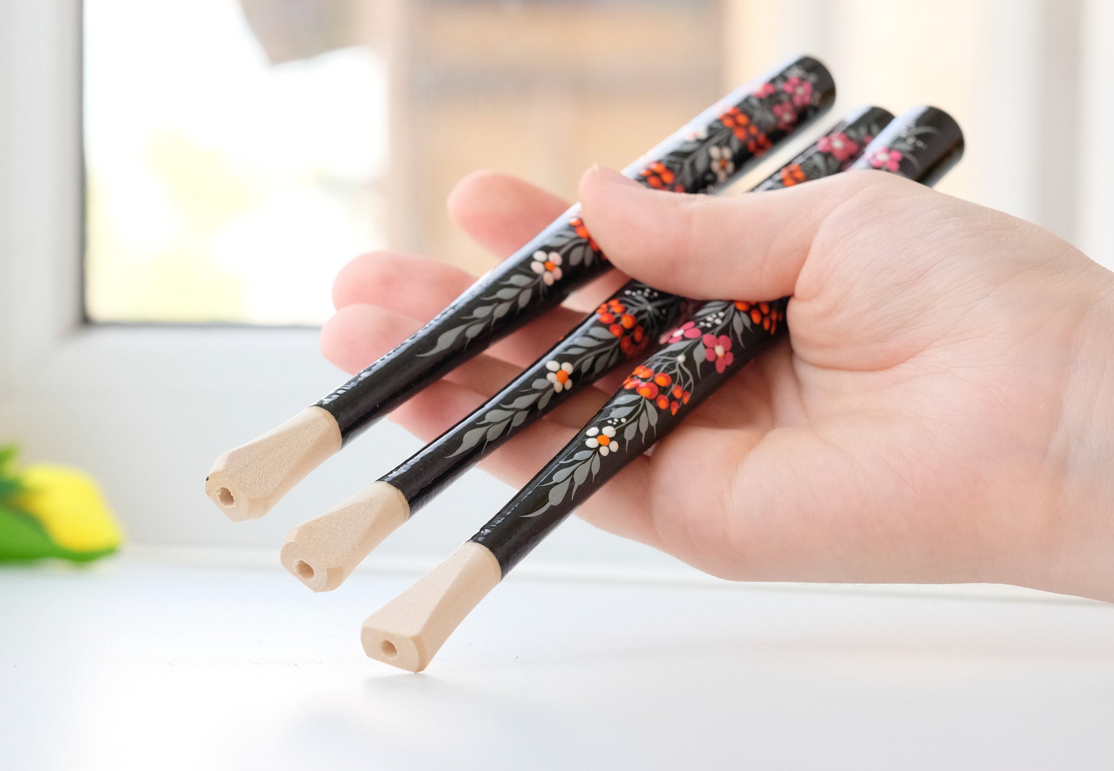 Long Wooden Regular Cigarette Holder Flower Cigarette Stem Etsy