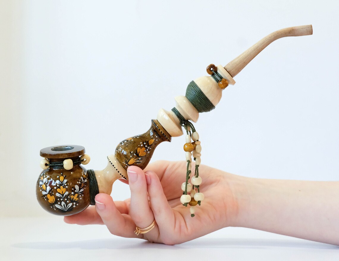 Native American peace pipe Indian smoking pipe Wooden Etsy