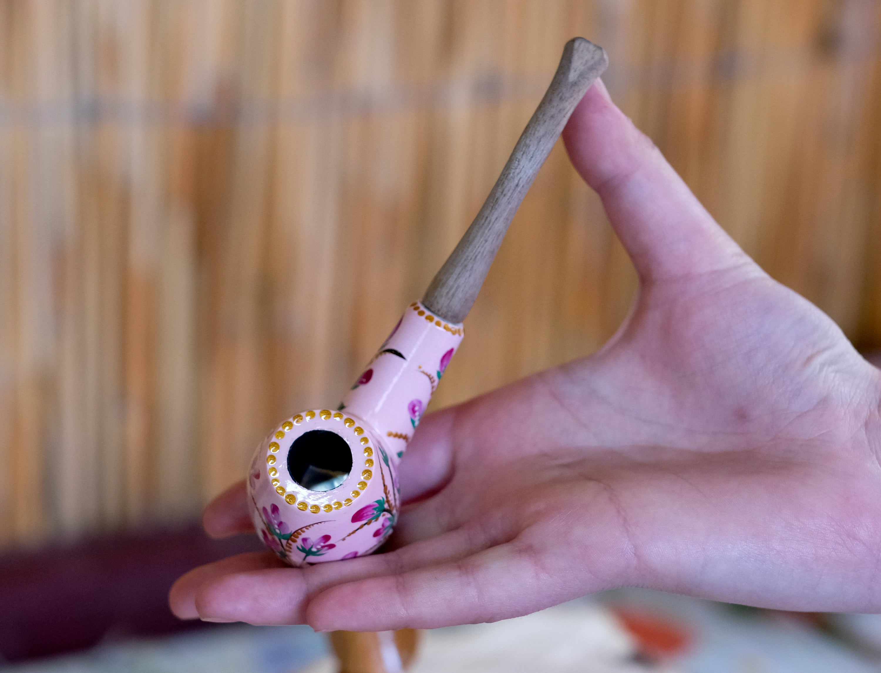 Unique Smoking Pipe Purple Flower Pipe Wooden Tobacco Bowl - Etsy