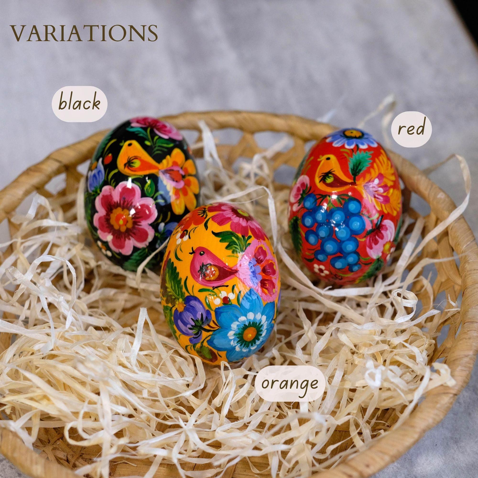 Painted Wooden Bird Easter Egg - Ukrainian Pysanky With Petrykivka Art ...