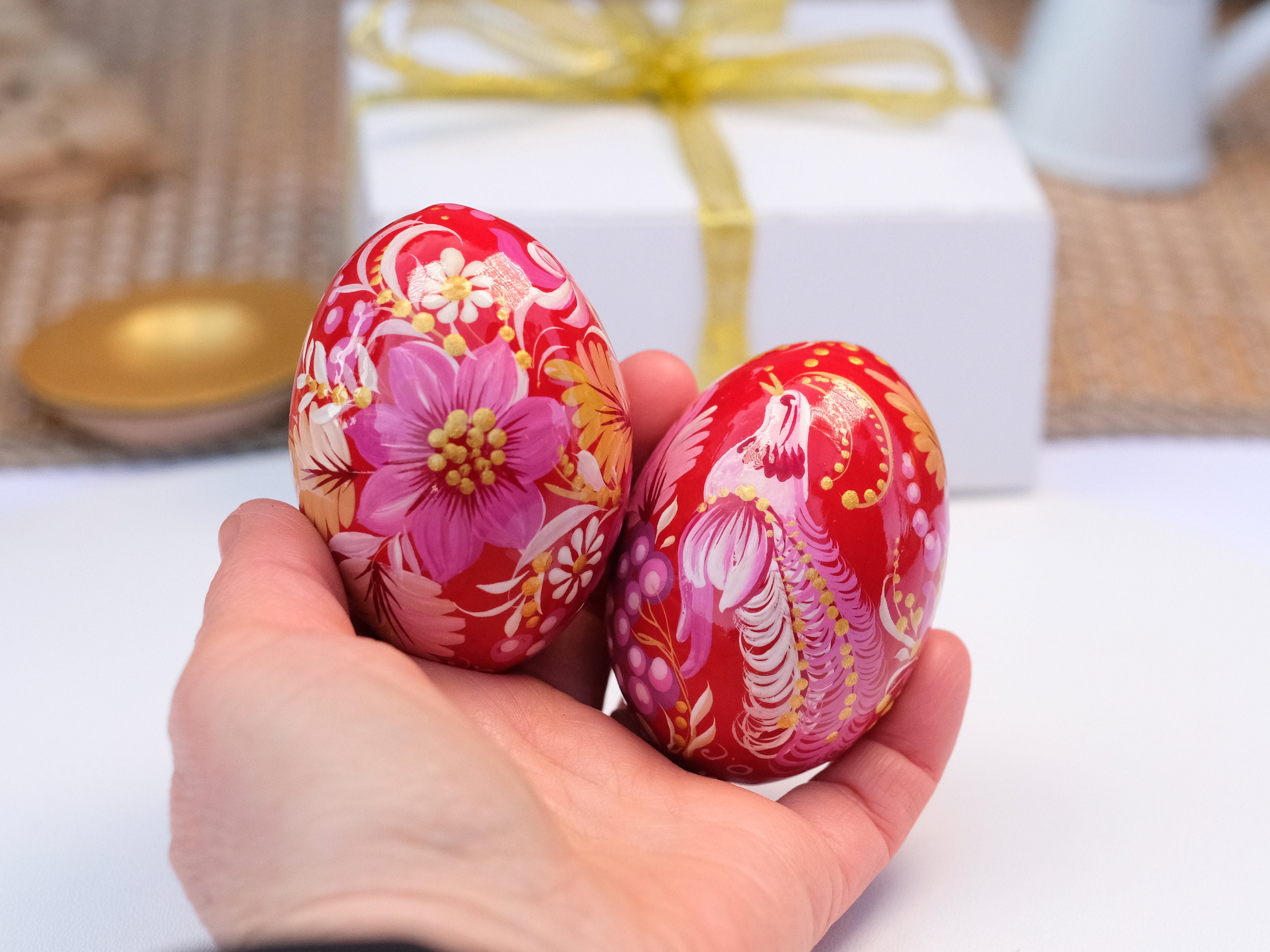 Ukrainian Easter Eggs, Wooden Easter Eggs Hand Painted With Petrykivka ...