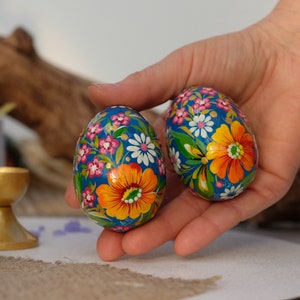 Ukrainian Easter eggs, Hummingbird Easter eggs set, Ukrainian Pysanky eggs set, Hand painted wooden eggs, Petrykivka Decorative egg ornament zdjęcie 10