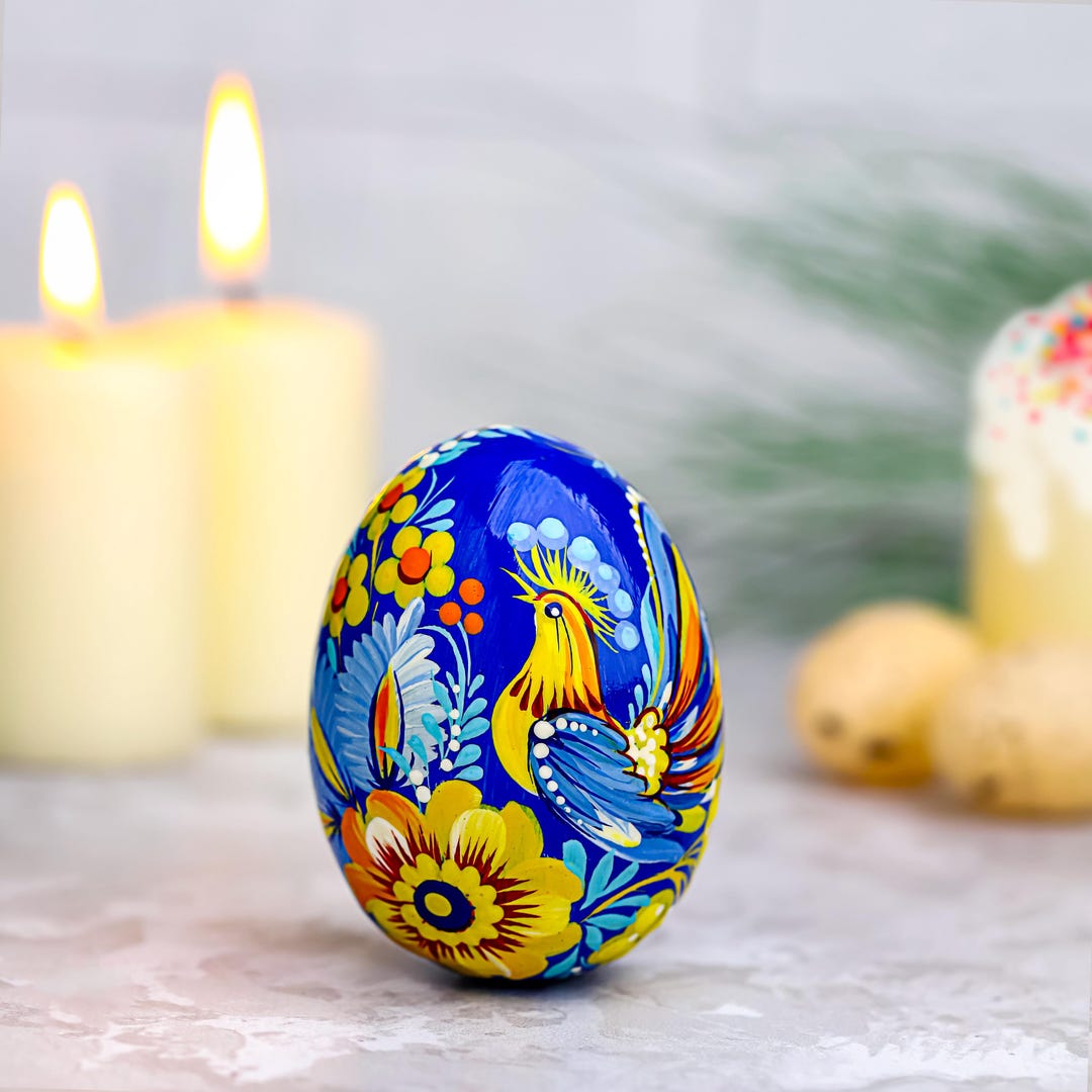 Painted Wooden Bird Easter Egg - Personalized Ukrainian Pysanky With ...