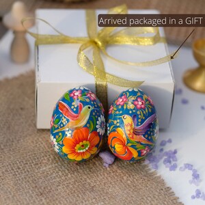 Ukrainian Easter eggs, Hummingbird Easter eggs set, Ukrainian Pysanky eggs set, Hand painted wooden eggs, Petrykivka Decorative egg ornament zdjęcie 4