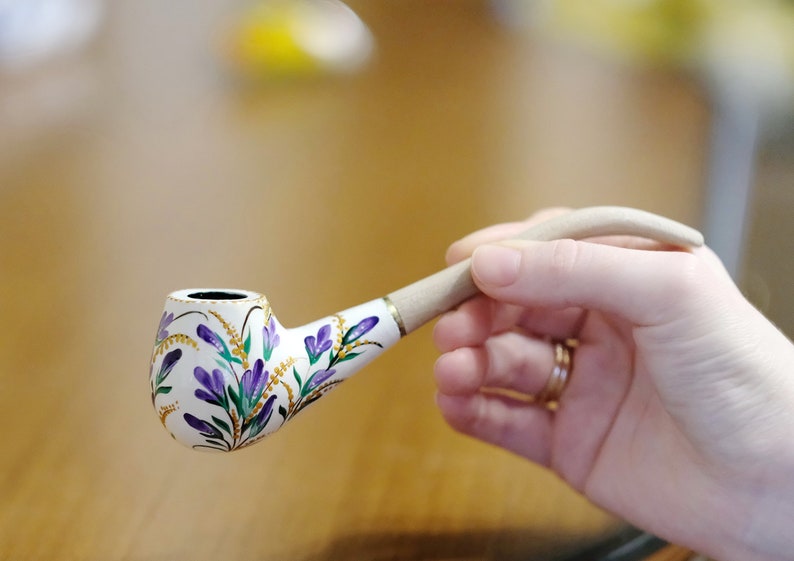 Unique Smoking Pipe Purple Flower Pipe Wooden Tobacco Bowl Etsy