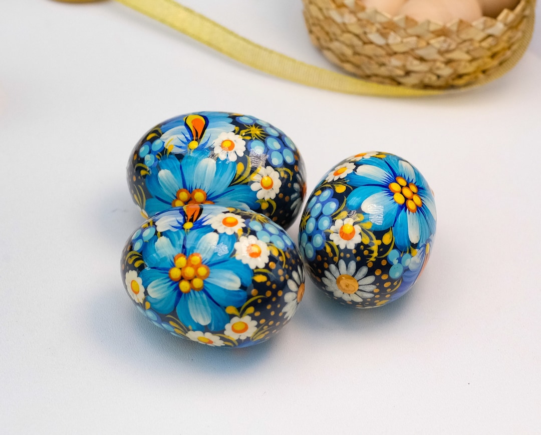 Set of 3 Easter Eggs, Ukrainian Pysanky Eggs Hand Painted With ...