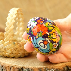 Ukrainian pysanky egg, Wooden Easter egg, Hand-painted Fairy bird egg, Unique decorative egg, Painted egg ornament, Pigeon wooden egg image 2