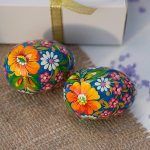 Ukrainian Easter eggs, Hummingbird Easter eggs set, Ukrainian Pysanky eggs set, Hand painted wooden eggs, Petrykivka Decorative egg ornament zdjęcie 6