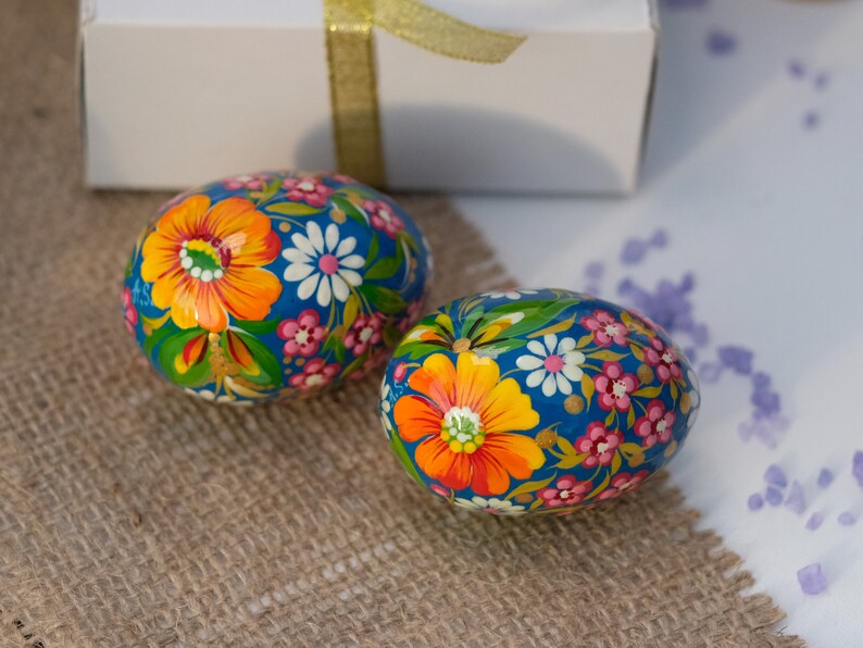 Ukrainian Easter eggs, Hummingbird Easter eggs set, Ukrainian Pysanky eggs set, Hand painted wooden eggs, Petrykivka Decorative egg ornament zdjęcie 6