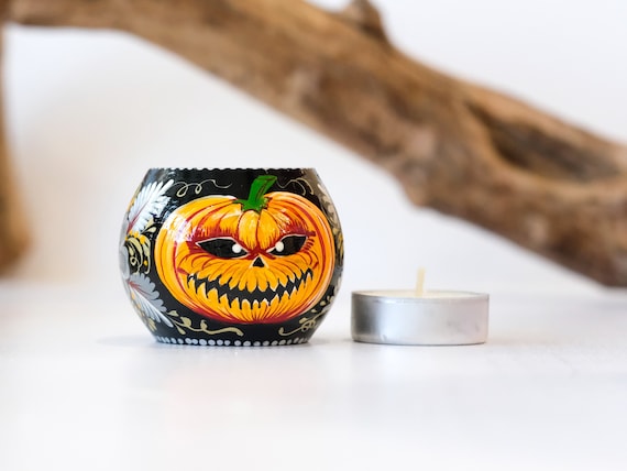 Pumpkin Candle Holder Halloween Tea Light Holder Jack O lantern