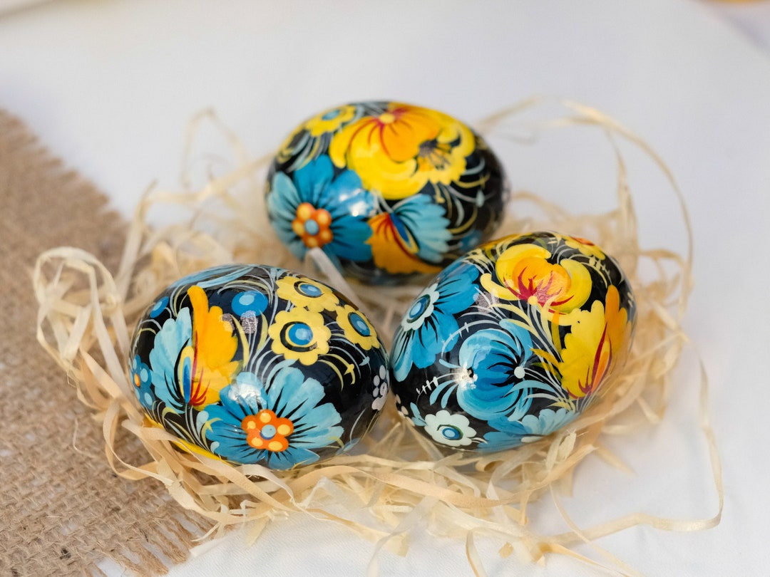Ukrainian Easter Eggs, Painted Wooden Easter Egg Set, Ukrainian Pysanky ...