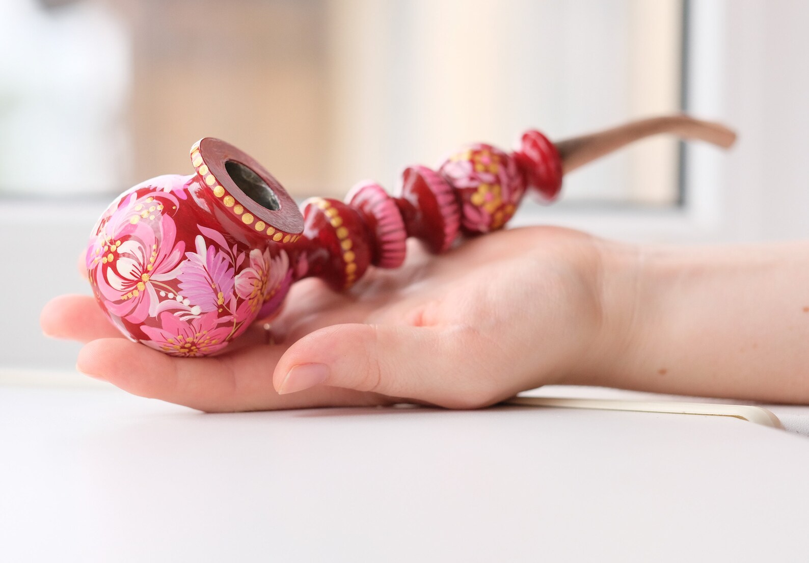 Pink Flower Smoking Pipe Tobacco Smoking Pipe Wooden Smoking Etsy