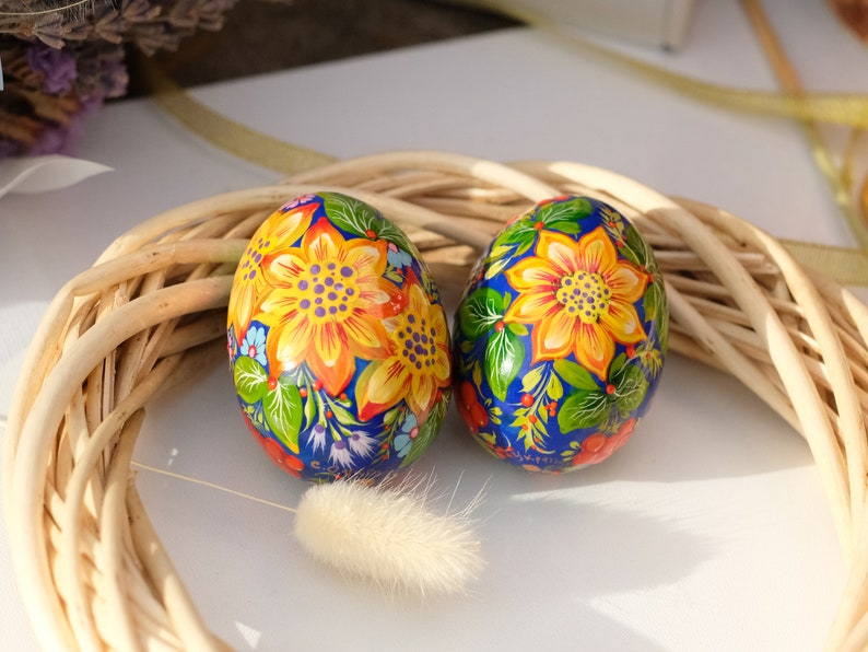 Ukrainian Wooden Easter Eggs With Painted Cranes and Rustic House ...