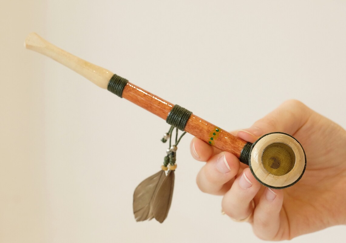 Wooden smoking pipe Native American pipe Indian peace pipe Etsy