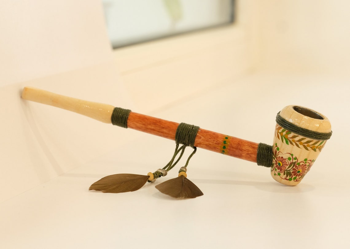 Wooden smoking pipe Native American pipe Indian peace pipe Etsy