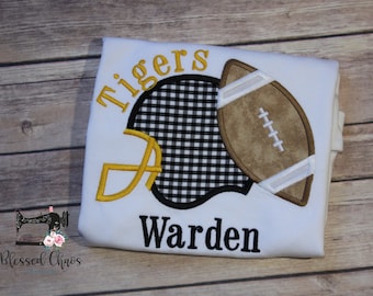 Boys Football Shirt, Personalized Helmet and Football Shirt, Football Season Shirt, Fall Toddler Shirt, College Team Football Toddler Shirt
