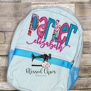 Sac à dos personnalisé pour enfants, sac à dos avec nom de tissu, cartable de garderie, sac à dos personnalisé, cartable Seersucker
