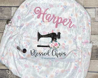 Personalized Embroidered Floral Toddler Backpack, Monogrammed Small School Backpack, Floral Bookbag, Daycare Bag, Booksack, Nylon