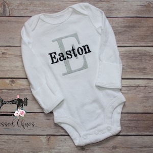 Personalized Baby Boy Bodysuit, Monogrammed Newborn Coming Home Outfit, Custom Embroidered Baby Boy Bodysuit, Shower Gift For Baby Boy