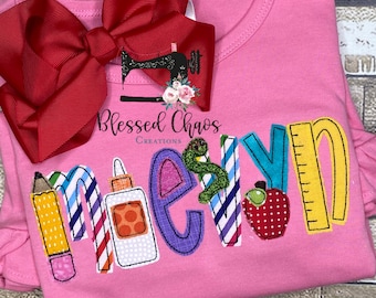 Girls Back to School Name Shirt, Back to School Shirt, Back To School Outfit, Personalized School Shirt, Girls School Shirt