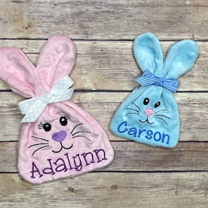Gepersonaliseerde Bunny Treat Tassen, Paasmand Fillers, Geborduurde Treat Bags, Bunny Girl of Boy Treat Bag, Easter Treat Bags