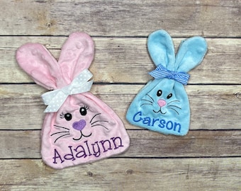 Personalized Bunny Treat Bags, Easter Basket Fillers, Embroidered Treat Bags, Bunny Girl or Boy Treat Bag, Easter Treat Bags