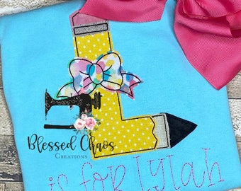 Girls Back to School Shirt, Personalized Back to School Shirt, Pencil Letter School Shirt, Back To School Outfit, Personalized School Shirt