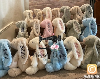 Personalized Embroidered Bunny, Stuffed Easter Bunny with Name, Monogrammed Easter Bunny, Personalized Easter Bunny, First Easter Gift