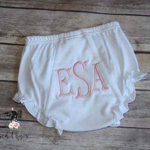 Braguitas con monograma para niña, cubrepañales con monograma, braguitas bordadas, cubrepañales, regalo para bebé con monograma