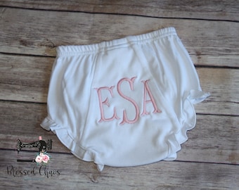 Baby Girl Monogrammed Bloomers, Monogram Diaper Cover, Embroidered Bloomers, Nappy Cover, Monogrammed Baby Gift