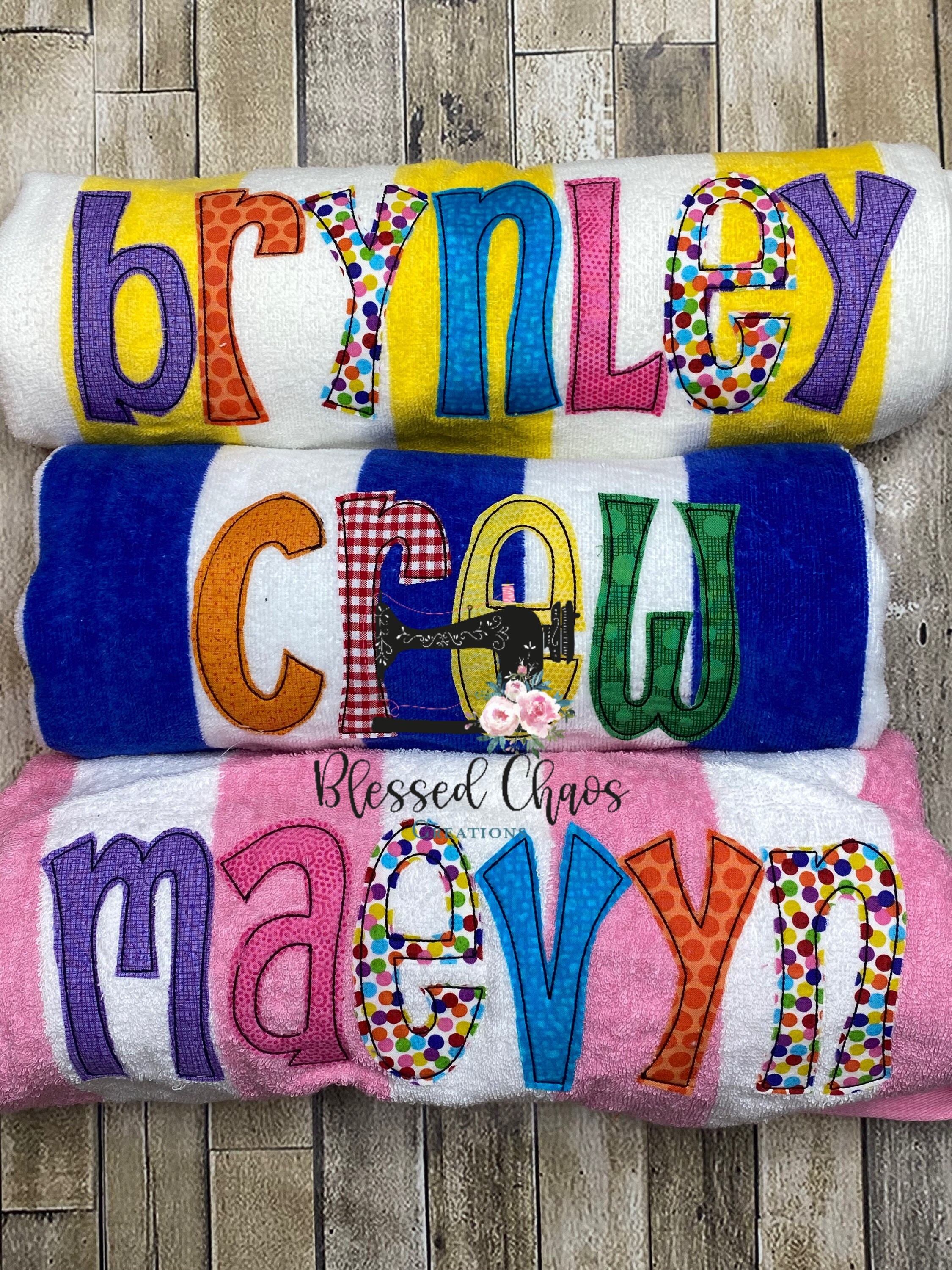 Personalized Beach Towel, Monogrammed Beach Towel, Fabric Name Beach Towel, Kids Pool Towel, Custom Embroidered Beach Towel, Applique Towel