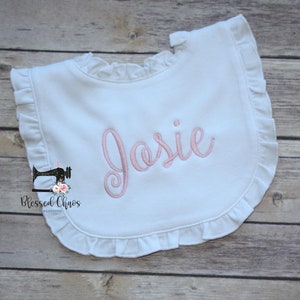 Monogrammed Baby Girl Ruffle Bib, Personalization Baby Girl Bib, Personalized Baby Shower Gift, Baby Girl Gift