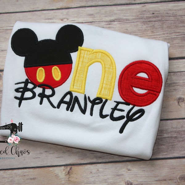 First Birthday Mickey Shirt or Bodysuit, One Mickey Birthday Shirt, Boys Mickey Birthday Shirt, Mickey Theme Birthday