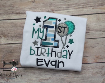 Mi primer cumpleaños Appliqué camisa, niños primer cumpleaños, cumpleaños no temático, camisa de cumpleaños de los niños, 1er cumpleaños, primer traje de cumpleaños