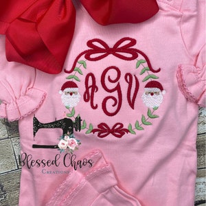 Personalized Christmas Romper, Embroidered Santa Outfit, Baby's First Christmas, Baby Girl Christmas Outfit, Monogrammed Christmas Romper