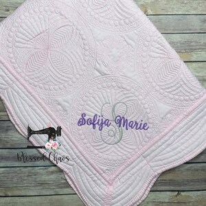 Personalized Girls Name Heirloom Baby Quilt, Personalized Baby Quilt, Custom Baby Blanket, Baby Shower Gift, Girls Baby Gift