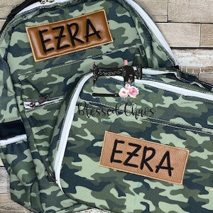 Kids Personalized Backpack and Lunchbox, Monogrammed Bookbag, Boys Full Size Backpack with Matching Lunchbox, Camo Backpack