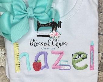 Girls Back to School Name Shirt, Back to School Shirt, First Day Outfit, Personalized School Shirt, Girls School Shirt, School Supply Shirt