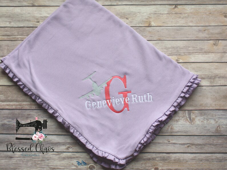 Personalized Baby Blanket With Airplane Design Monogrammed Etsy