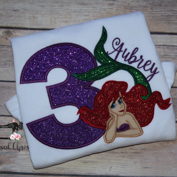 Girls Mermaid Shirt, Mermaid Ariel Birthday Shirt, Little Mermaid Inspired Birthday Shirt, Ariel Mermaid Shirt