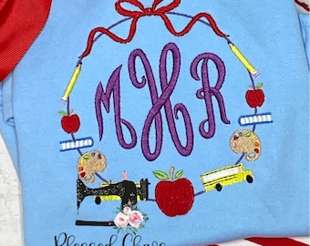 Girls Back to School Shirt, Back to School Shirt, Monogrammed School Shirt, Back To School Outfit, Personalized School Shirt