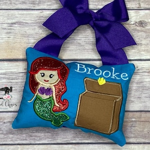 Mermaid Tooth Fairy Pillow, Personalized Keepsake Pillow, Lost Tooth Pillow, Fabric Tooth Pillow, Girls Tooth Fairy Pillow