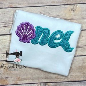 Mermaid FIRST birthday, Girls Mermaid Birthday Shirt, Mermaid ONE shirt, Mermaid Theme Birthday, Aqua & Purple Mermaid