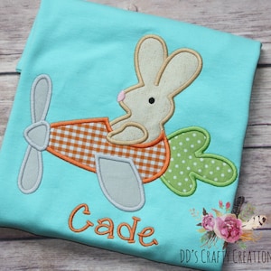 Personalized Boys Easter Shirt, Custom Boys Bunny Airplane Easter Shirt, Easter Bunny Shirt, Boys Easter Outfit, Boys Easter Applique Shirt
