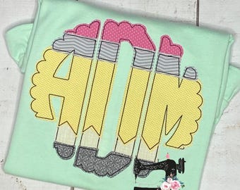 Girls Back to School Applique Monogram Shirt, Back to School Shirt, Back To School Outfit, Personalized School Shirt, Girls School Shirt